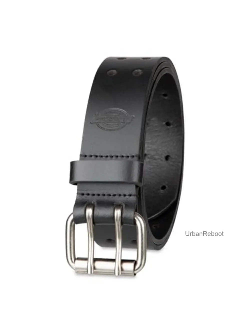 Men's Leather Belt with Roller Double-Prong Buckle - Fully Adjustable
